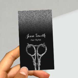 Hair Stylist Antique Scissor Modern Glitter Business Card