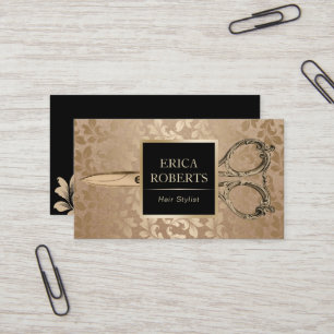 Hair Stylist Antique Scissor Vintage Black & Gold Business Card