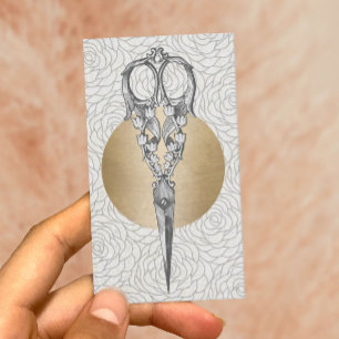 Hair Stylist Antique Scissor Vintage Floral Business Card
