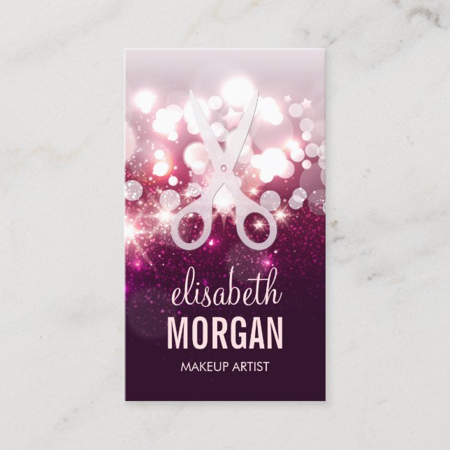 Hair Stylist Appointment Card Pink Glitter Sparkle (Front)
