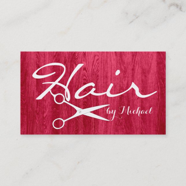 Hair Stylist Appointment Modern Red Wood Grain #3 (Front)
