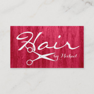 Hair Stylist Appointment Modern Red Wood Grain #3 Card