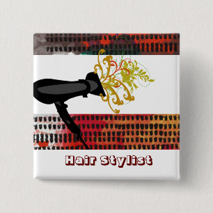 Hair Stylist Appointment Salon Fashion Floral 15 Cm Square Badge