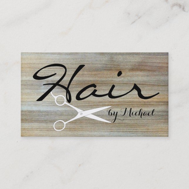 Hair Stylist Appointment Wood Grain Background #3 (Front)