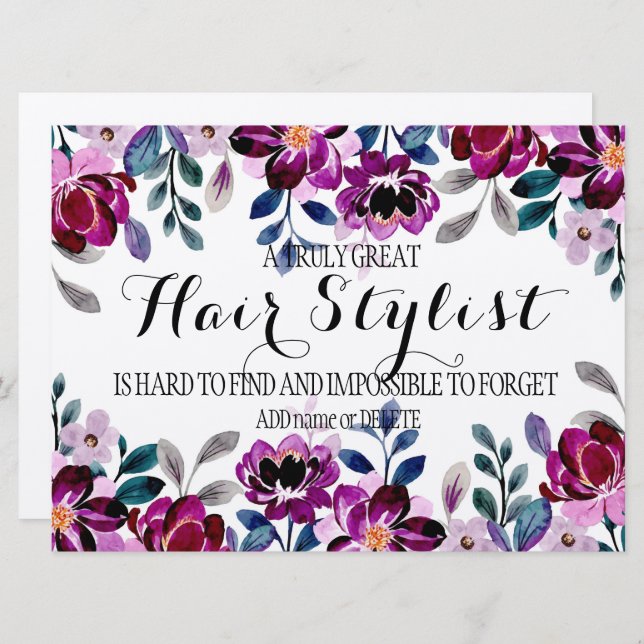 Hair Stylist appreciation thank you leaving gift Card (Front/Back)