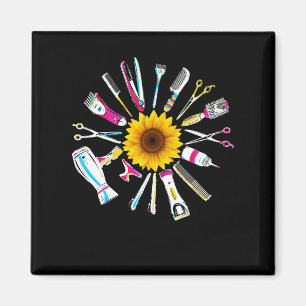 Hair Stylist Barber Tools Floral Magnet