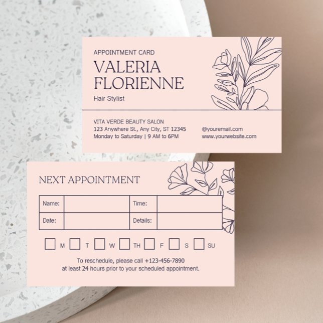 Hair Stylist Beauty Floral Appointment Card (Creator Uploaded)