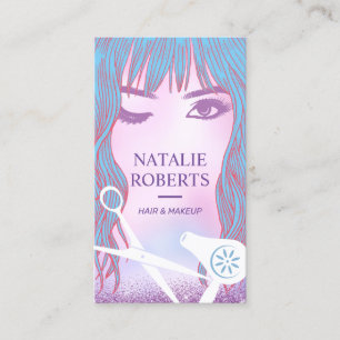 Hair Stylist Beauty Girl Dreamy Pink Ombre Salon Business Card