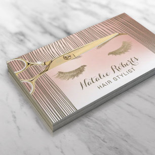Hair Stylist Beauty Girl Rose Gold Pastel Salon Business Card
