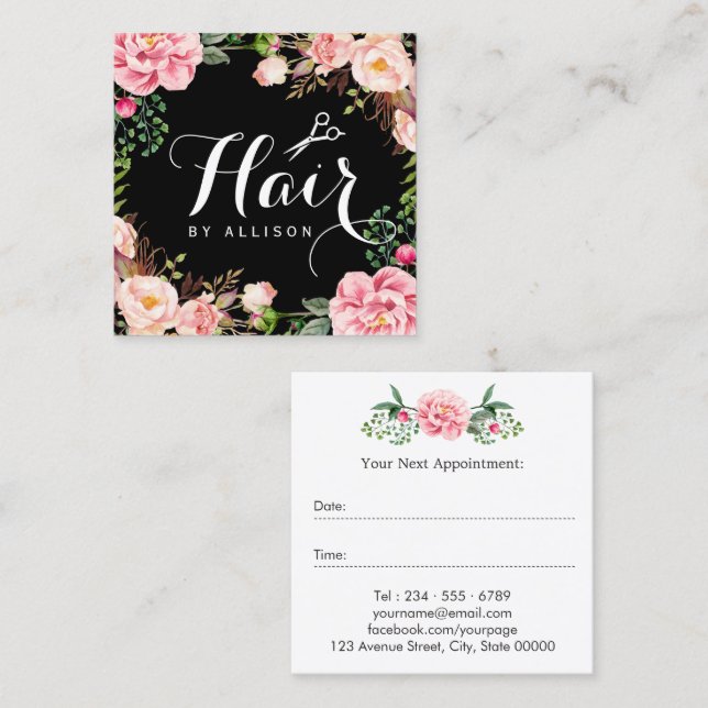Hair Stylist Beauty Salon Chic Floral Appointment (Front/Back)