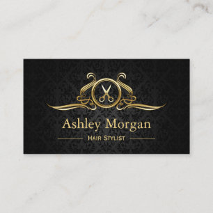 Hair Stylist Beauty Salon Gold Luxury Scissors Business Card