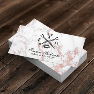 Hair Stylist Beauty Salon Logo Trendy Marble Business Card