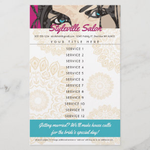 Hair stylist beauty salon makeup artist price list flyer