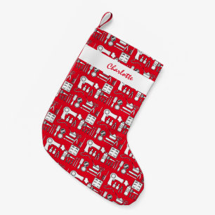 Hair Stylist Beauty Salon Red And White Small Christmas Stocking