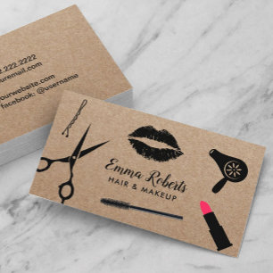 Hair Stylist Beauty Salon Rustic Kraft Hairdresser Business Card