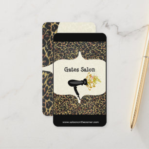 Hair Stylist Beauty  Salon Spa Leopard Print Appointment Card