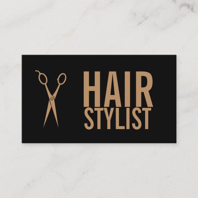 Hair Stylist - Black and Gold Scissors Business Card (Front)
