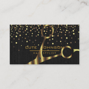Hair Stylist Black Confetti Fashion Gold Faux Business Card