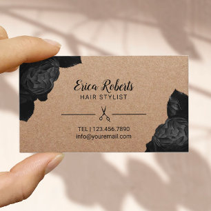 Hair Stylist Black Floral Rustic Kraft Appointment