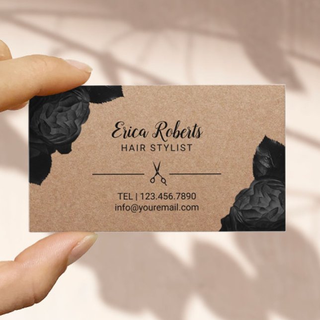 Hair Stylist Black Floral Rustic Kraft Appointment (Creator Uploaded)