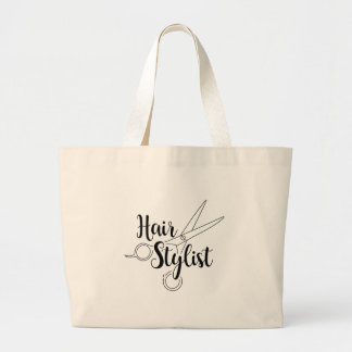 Hair Stylist Black Large Tote Bag
