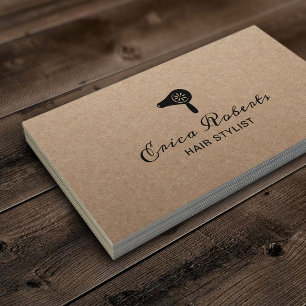 Hair Stylist Blow Dryer Minimalist Rustic Drybar Business Card