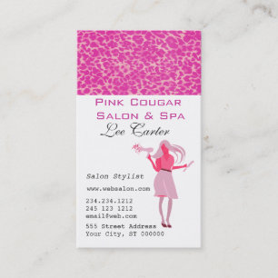 Hair Stylist & Blow Dryer Pink Cougar Beauty Girl Appointment Card