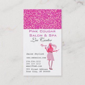 Hair Stylist & Blow Dryer Pink Cougar Beauty Girl Appointment Card