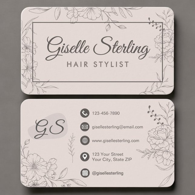 Hair Stylist Blush Pink Floral Business Card (Creator Uploaded)