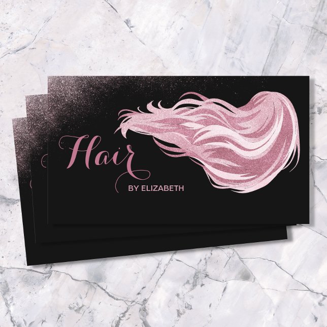 Hair Stylist Blush Pink Glitter Chic Beauty Salon Business Card (Creator Uploaded)