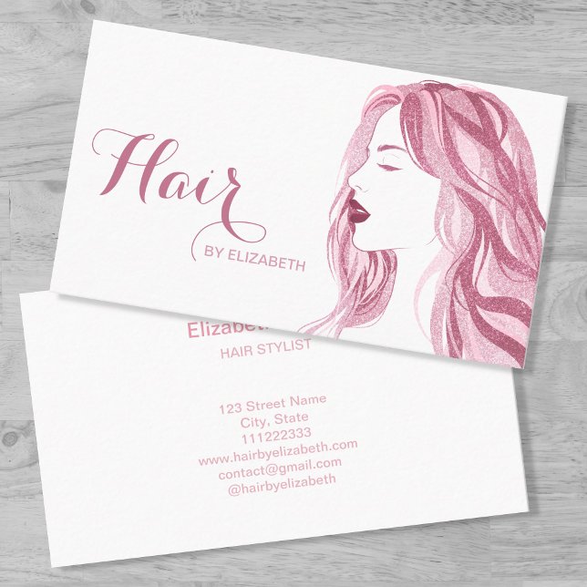 Hair Stylist Blush Pink Glitter Chic Beauty Salon Business Card (Creator Uploaded)