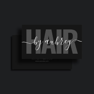 Hair Stylist Bold Modern Minimal Script Black Business Card