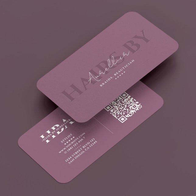 Hair Stylist Braids Salon Dusty Mauve Minimal Business Card (Creator Uploaded)