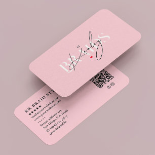 Hair Stylist Braids Salon Elegant Pastel Pink Business Card