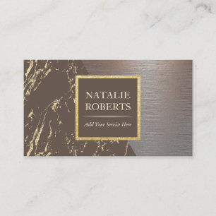 Hair Stylist Brown & Gold Marble Beauty Salon Business Card