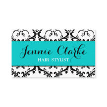 Hair Stylist Business Card Damask Blue