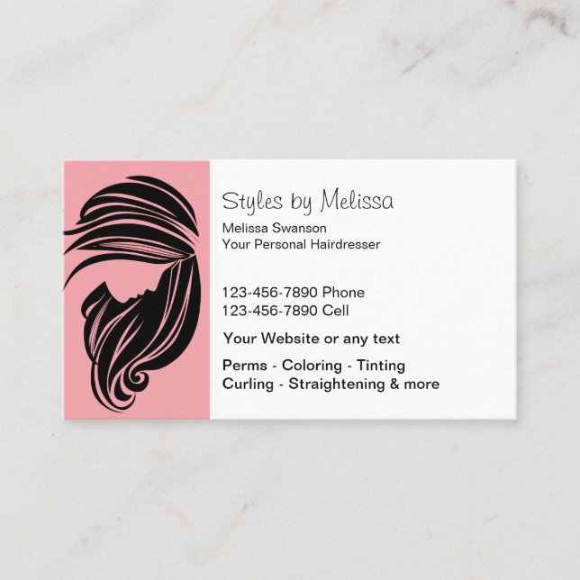 Hair Stylist Business Cards (Front)