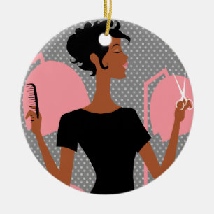 Hair Stylist Ceramic Christmas Ornaments