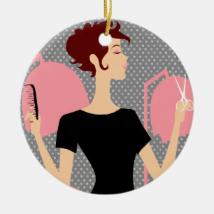 Hair Stylist Ceramic Christmas Ornaments