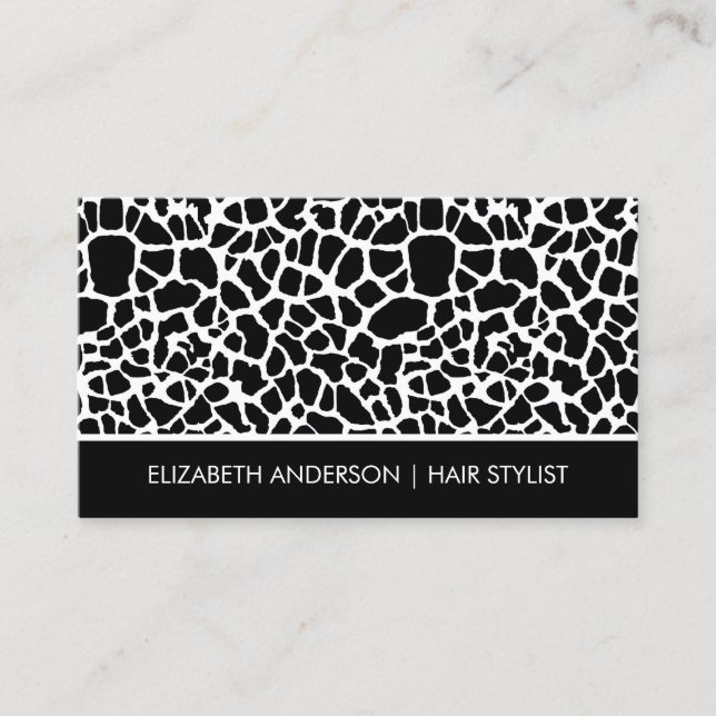 Hair Stylist Chic Pink Giraffe Animal Print Salon Business Card (Front)