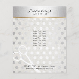 Hair Stylist Chic Silver Dots Elegant Linen Flyer
