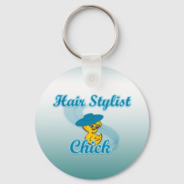 Hair Stylist Chick #3 Key Ring (Front)