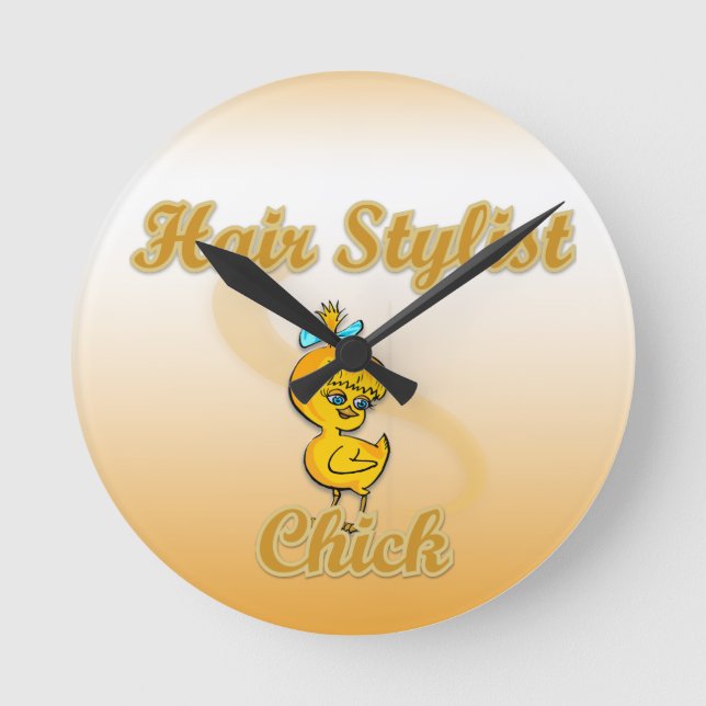 Hair Stylist Chick  Round Clock (Front)