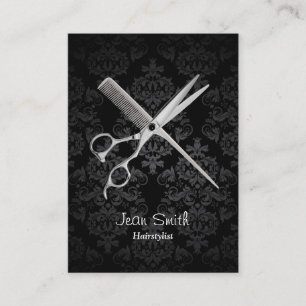 Hair Stylist Classy Dark Damask Salon Business Card