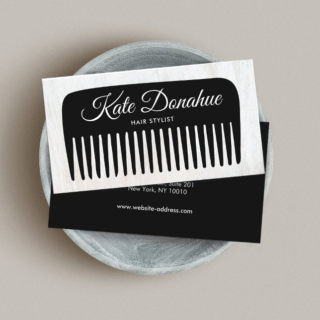 Hair Stylist Comb Beauty Salon Wood Business Card (Creator Uploaded)