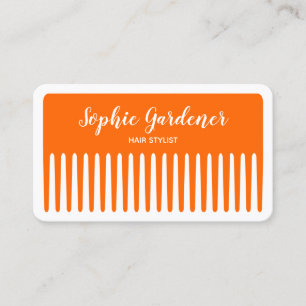 Hair Stylist - Comb - #FF6600 (Orange) Business Card