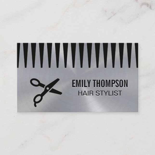Hair Stylist Comb Salon Shears Business Card (Front)