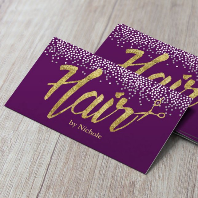 Hair Stylist | Confetti Dots Purple Appointment Card (Creator Uploaded)