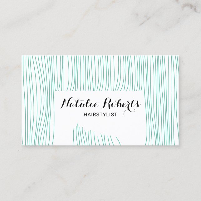 Hair Stylist Custom Teal Hair Colour Hairdresser Business Card (Front)