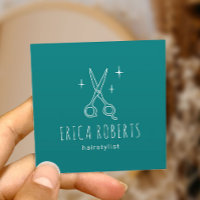 Hair Stylist Cute Minimalist Scissor Salon Teal
